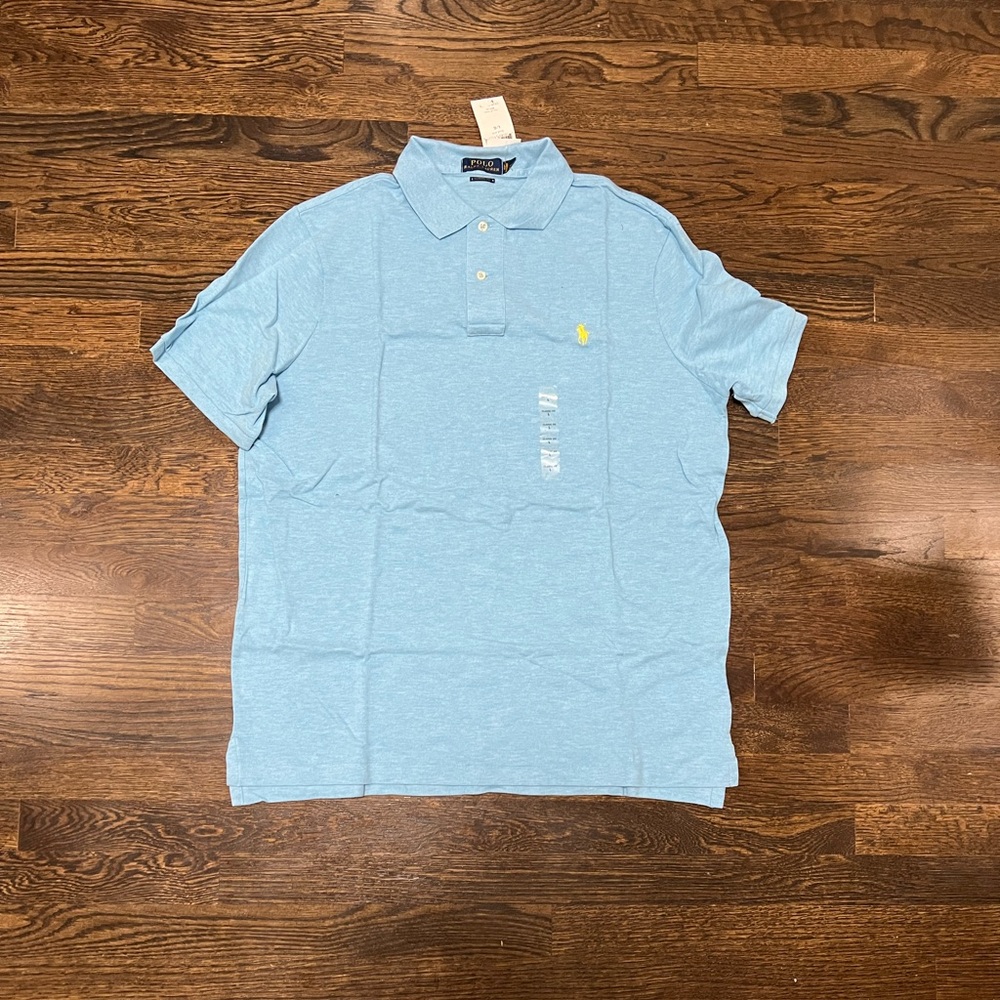 Short Sleeve Classic Fit Polo in Blue Heather